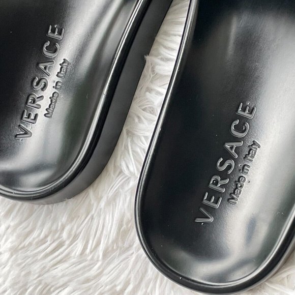 Authentic Versace Men Sandal MEDUSA Black Slide Made in Italy Size 7.5 US main image 4